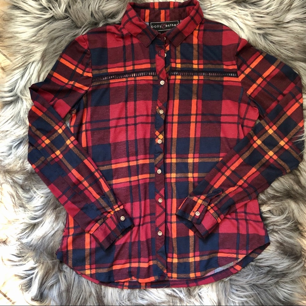 Polly & Esther Plaid Button Down